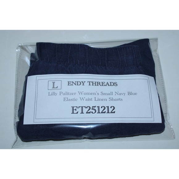 Lilly Pulitzer Women's Small Navy Blue Elastic Waist Linen Shorts - Picture 7 of 7